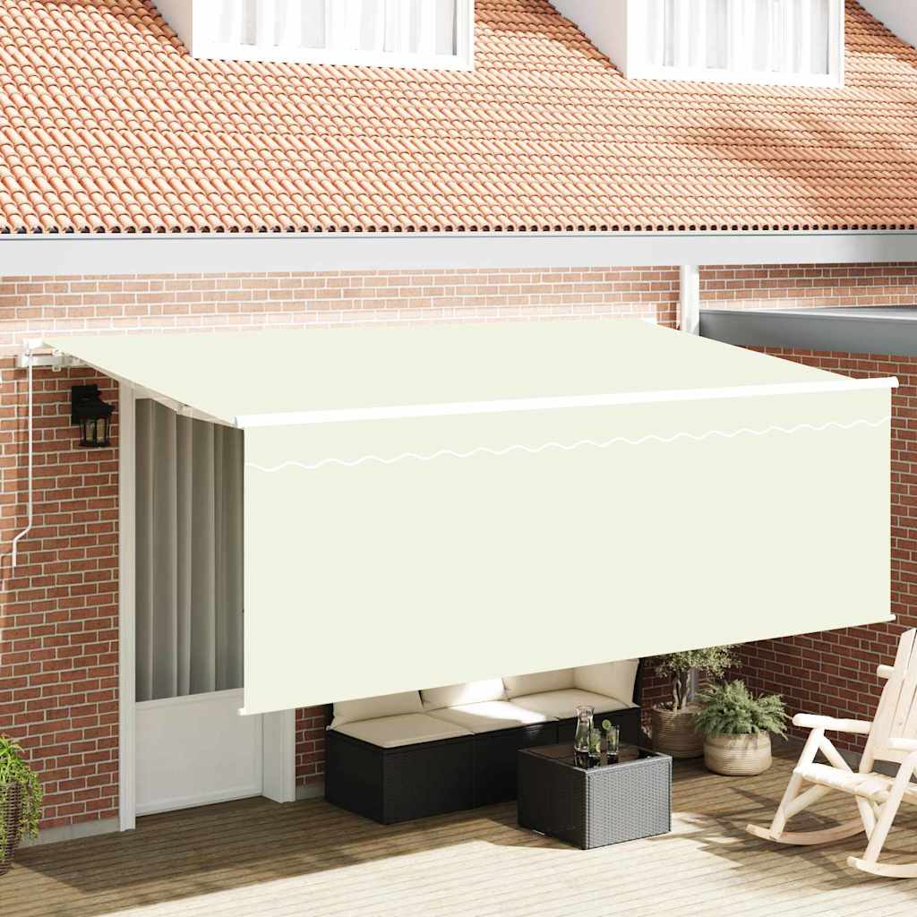 Retractable Awning Cream 350 x 200 cm Polyester and Aluminium