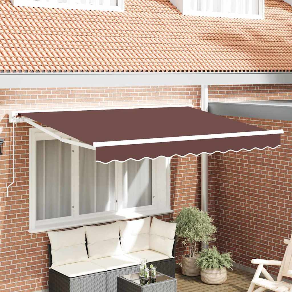 Awning Frame Brown 350 x 200 cm Polyester with PU coating
