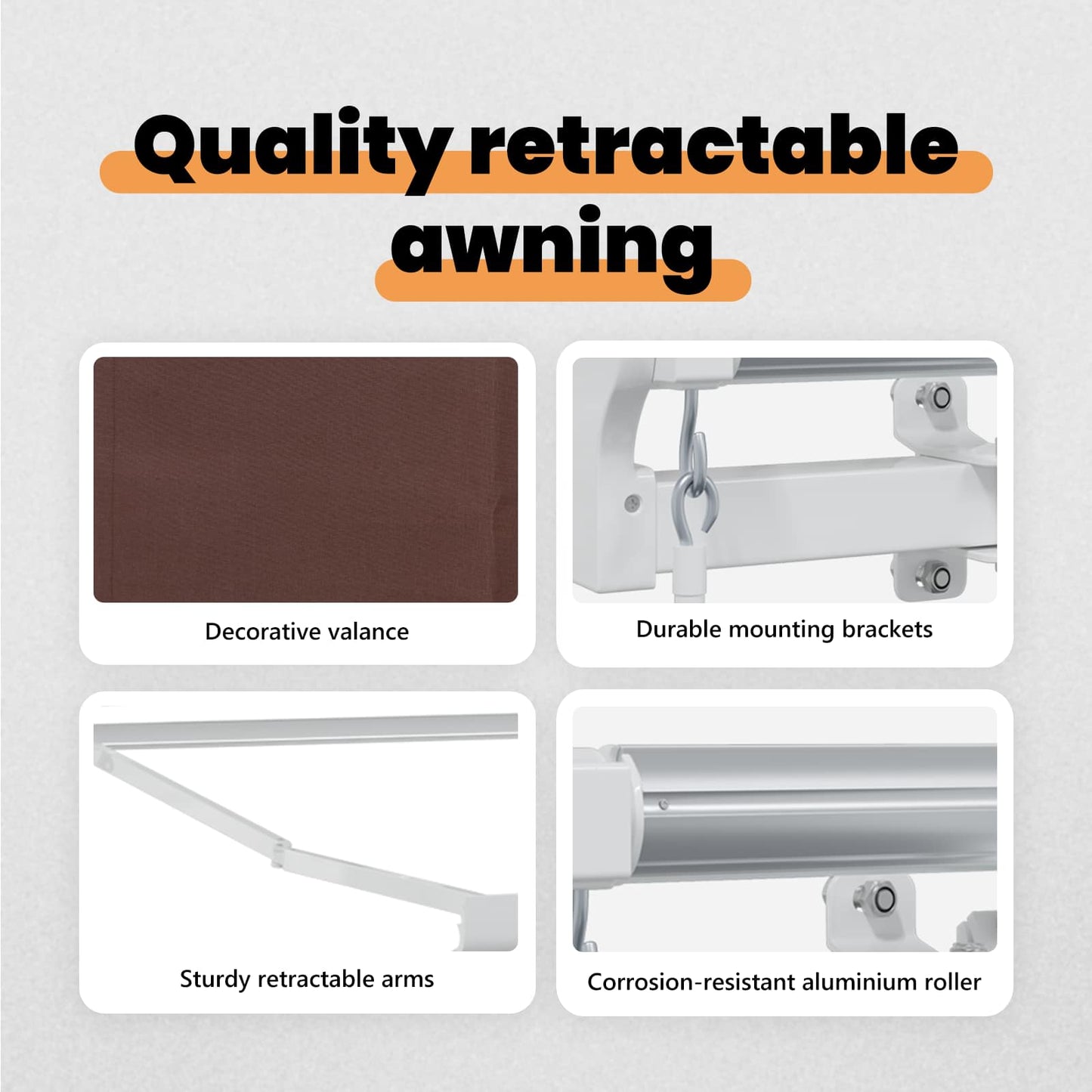 Retractable Awning Brown 350 x 200 cm Fabric