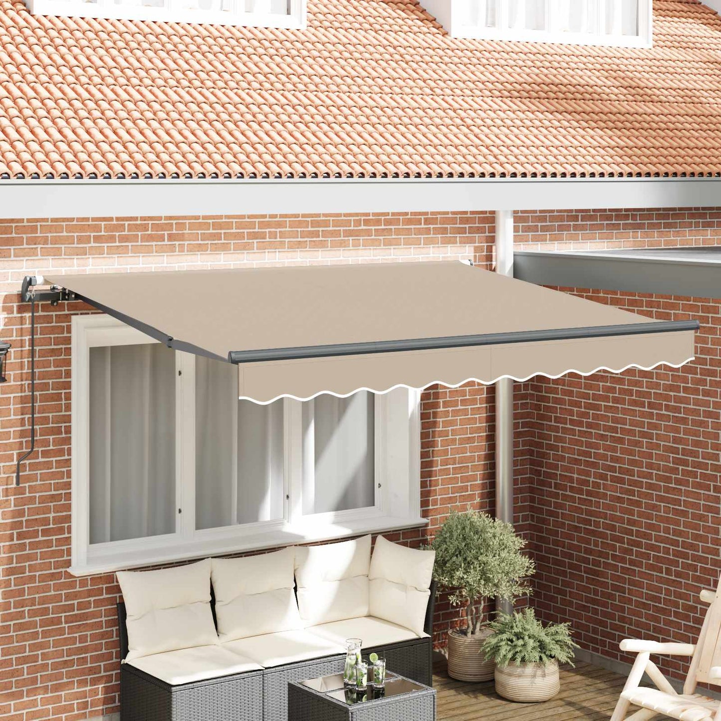 Retractable Awning Manual Beige 350 x 200 cm Fabric