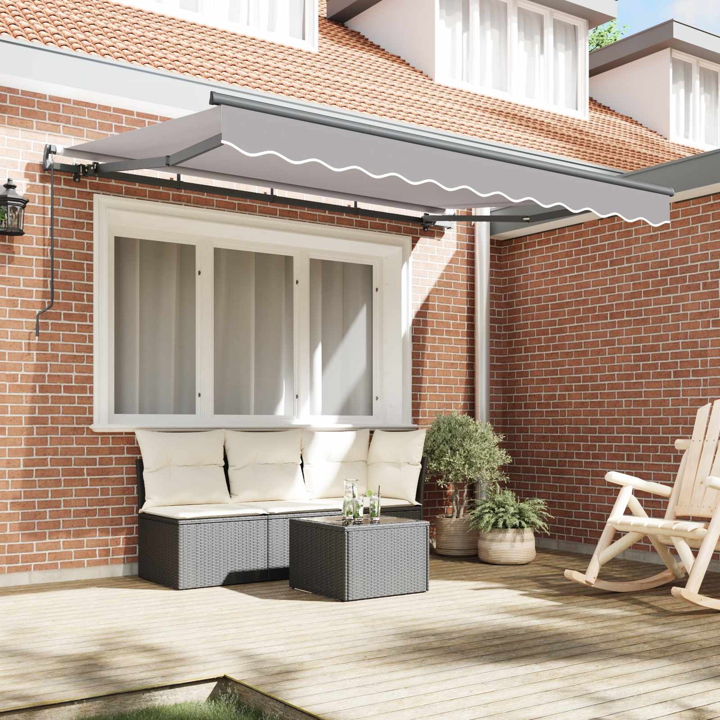 Retractable Awning Manual Light Grey 350 x 200 cm Fabric