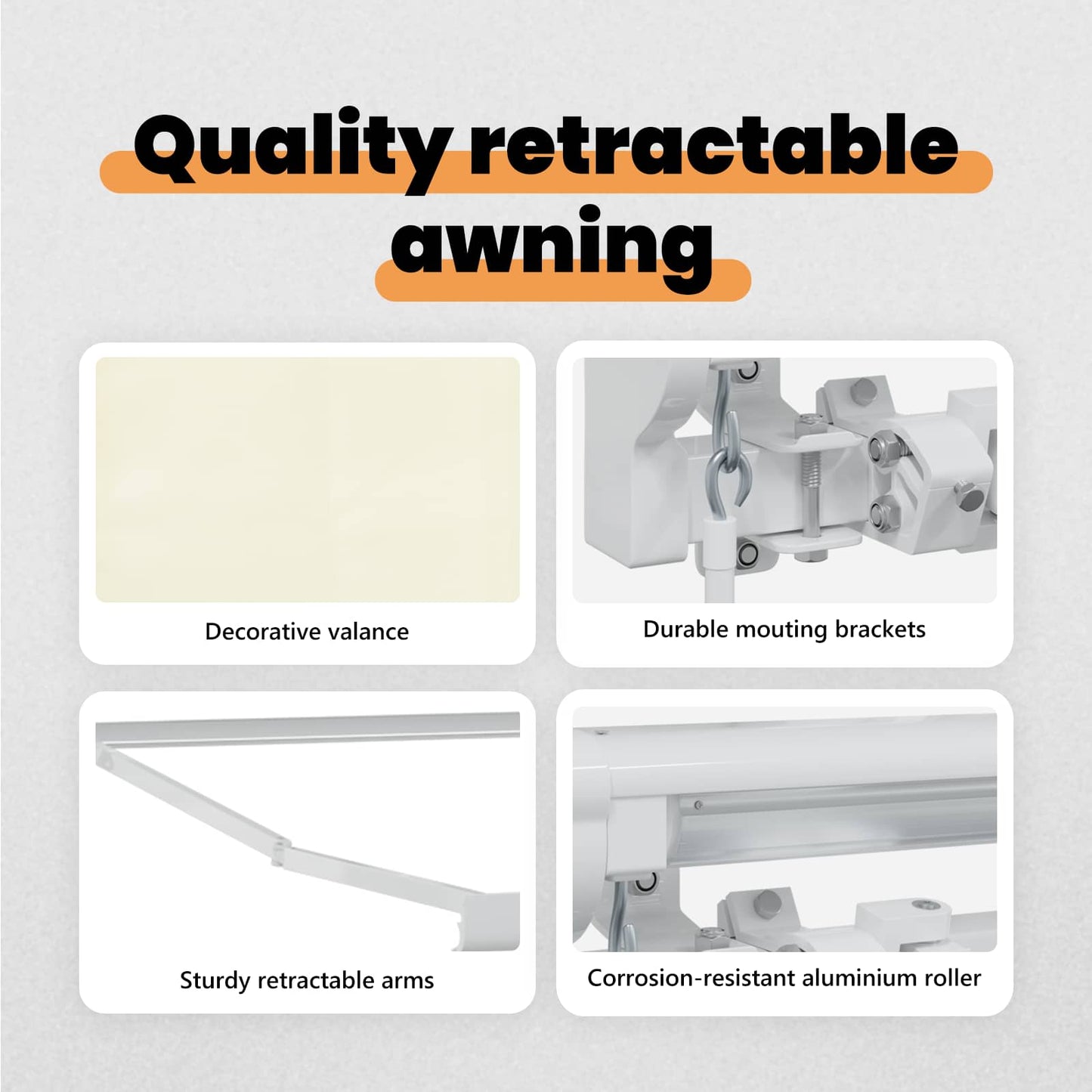 Awning Frame Cream 400 x 200 cm Polyester with PU coating