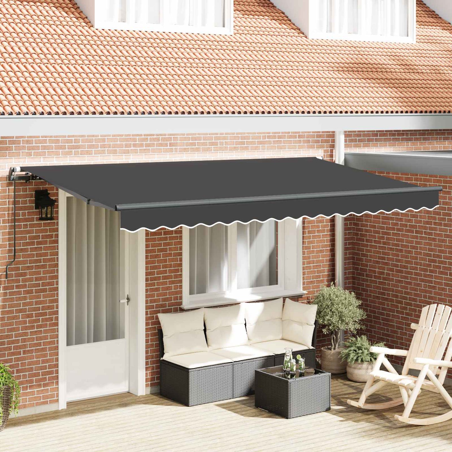 Retractable Awning Anthracite 400 x 200 cm Fabric