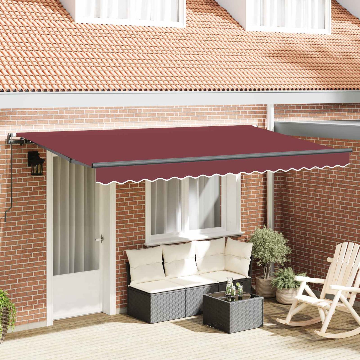 Retractable Awning Manual Burgundy 400 x 200 cm Fabric