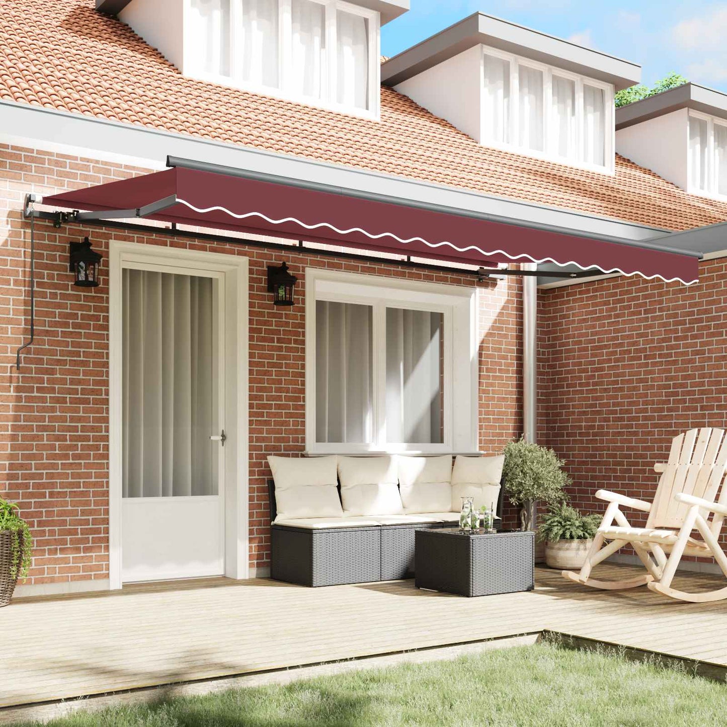Retractable Awning Manual Burgundy 400 x 200 cm Fabric