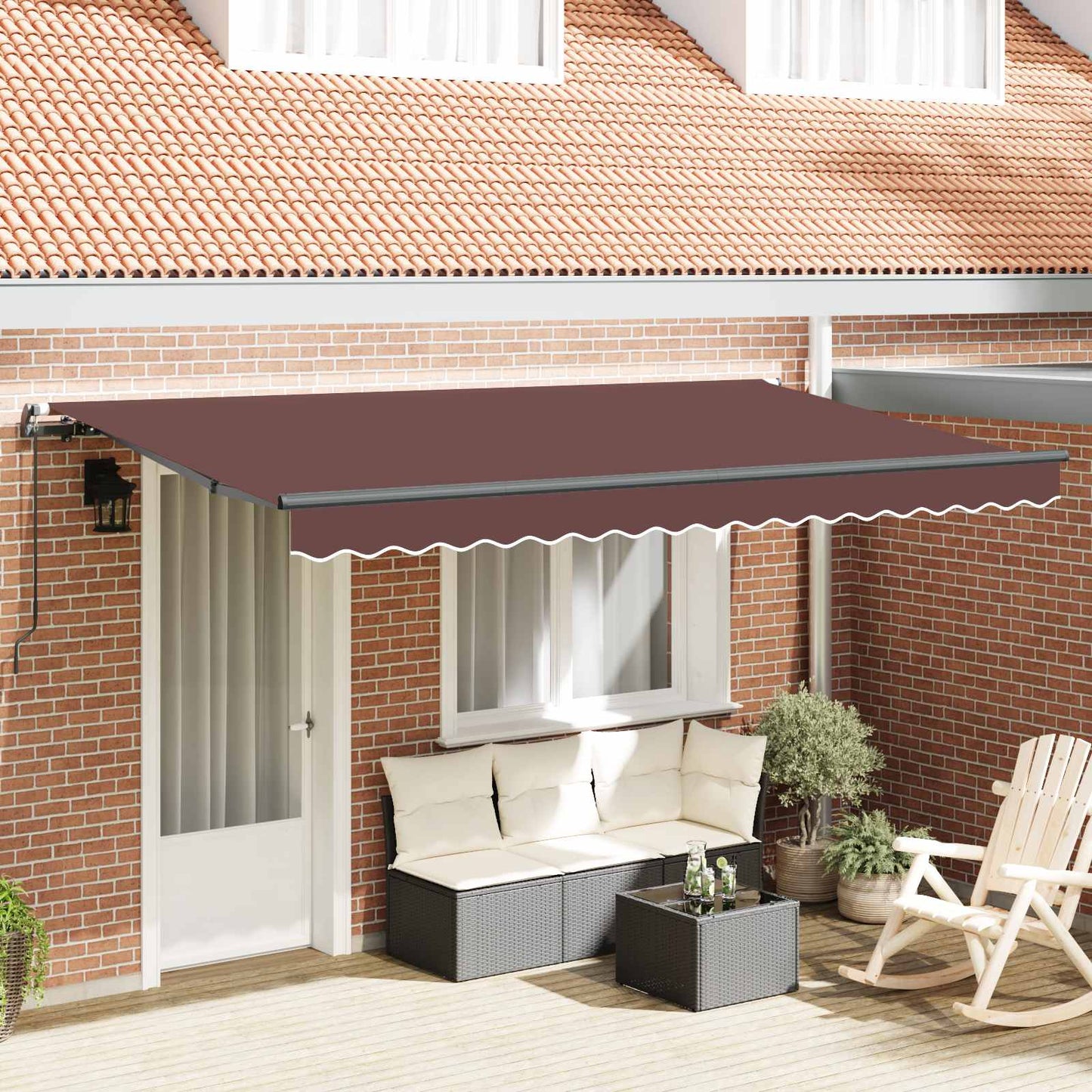 Retractable Awning Brown 400 x 200 cm Fabric