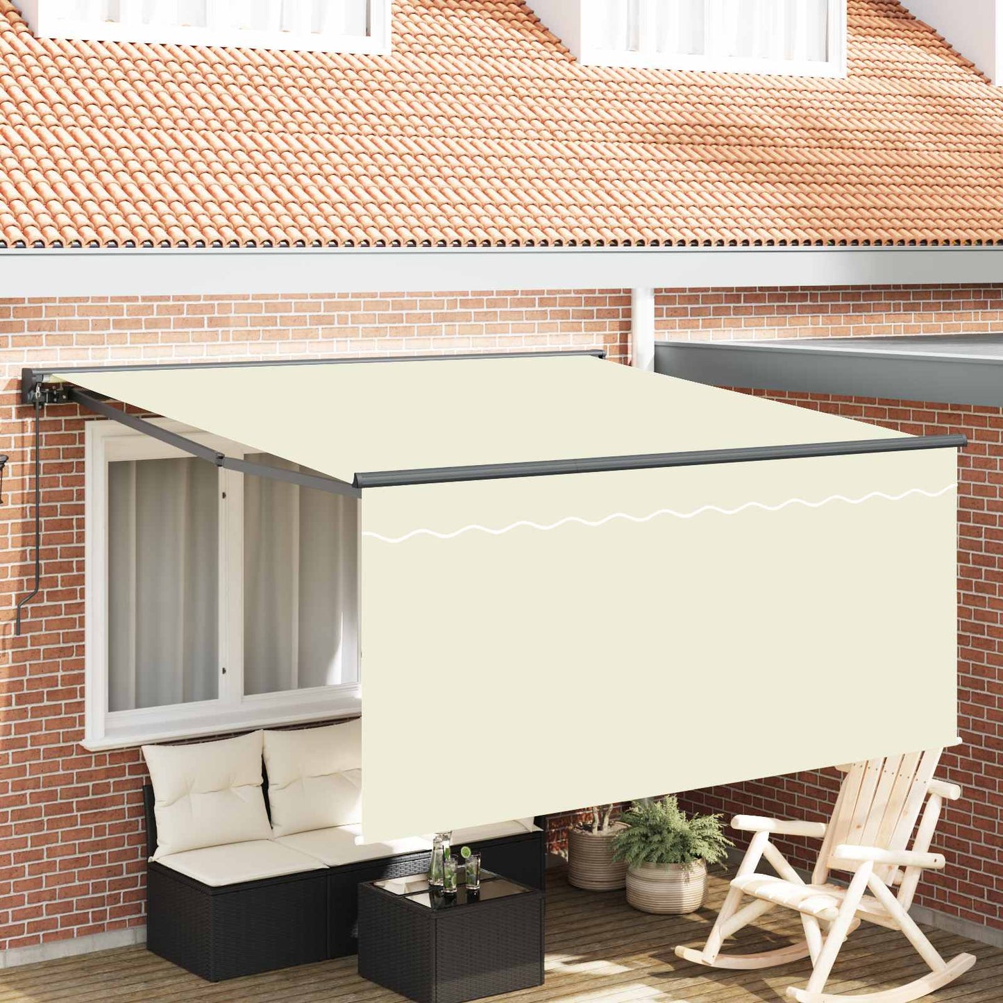 Retractable Awning Cream 300 x 250 cm Polyester and Aluminium