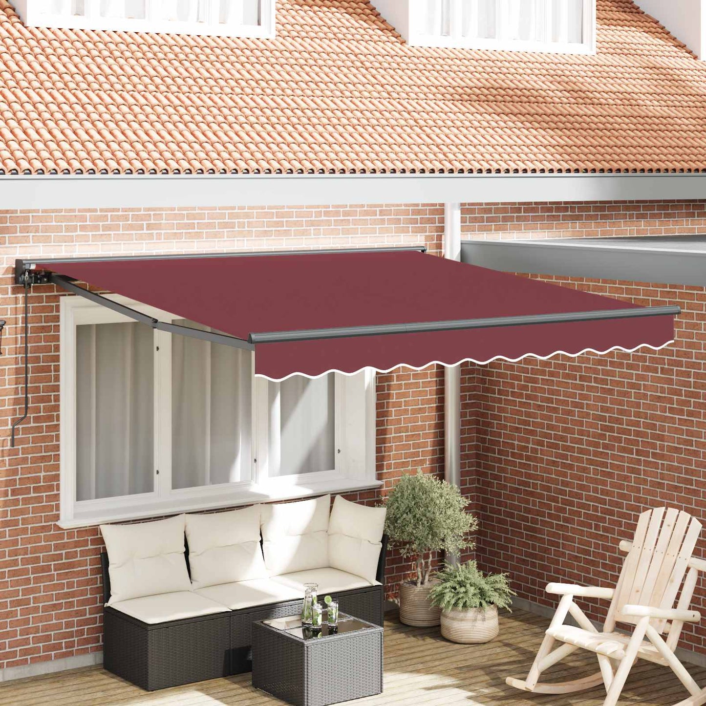 Awning Frame Burgundy 300 x 250 cm Polyester with PU coating