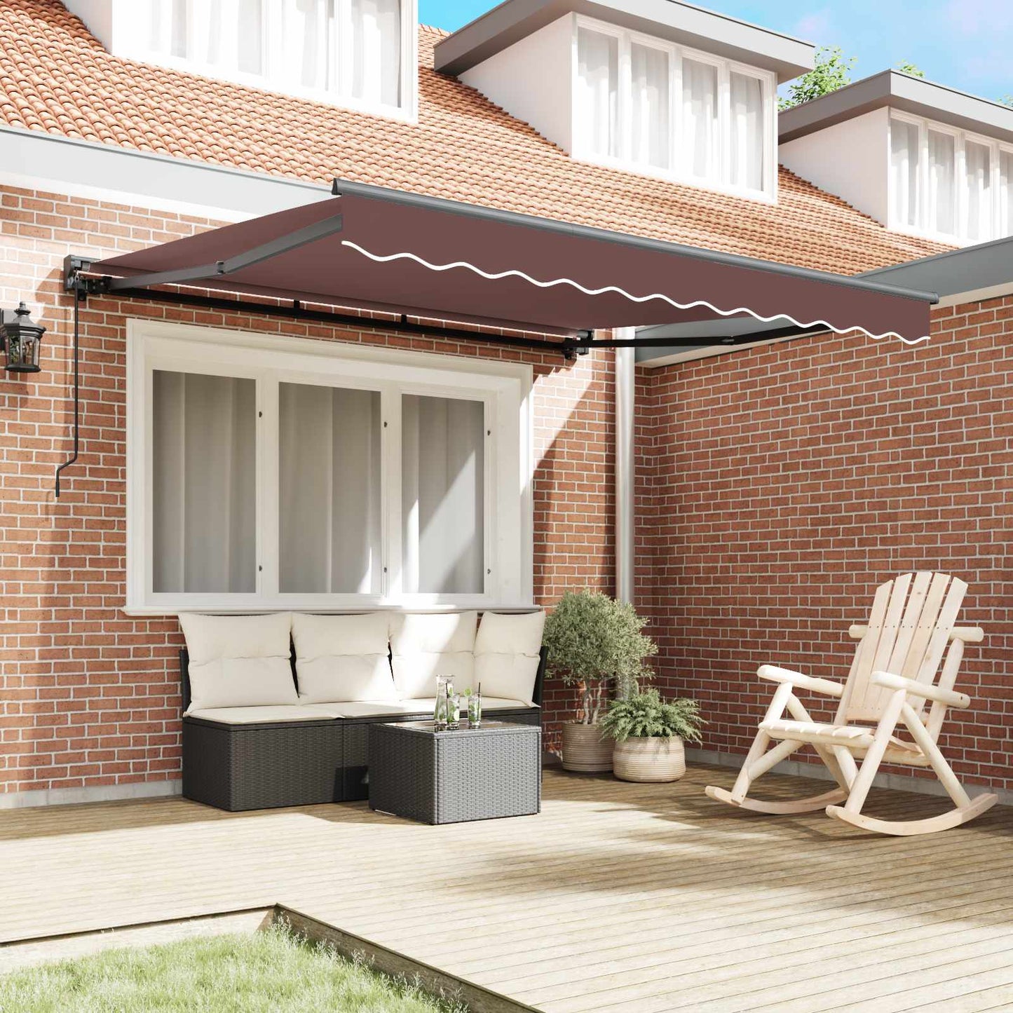 Awning Frame Brown 300 x 250 cm Polyester with PU coating