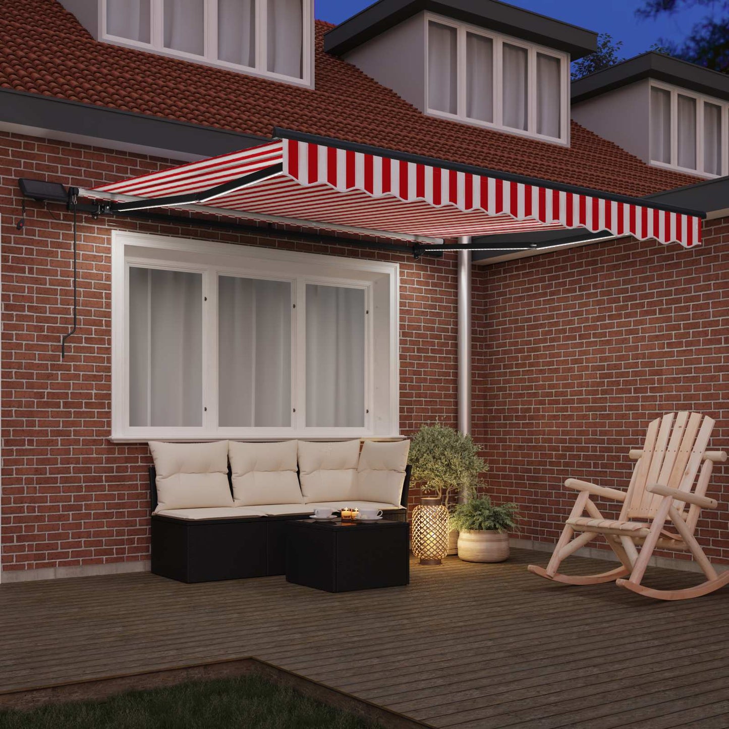 Retractable Awning Red and White 300 x 250 cm