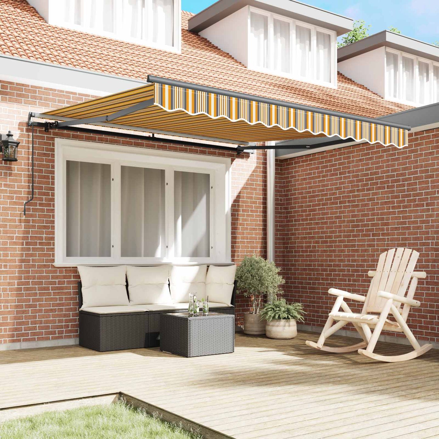 Retractable Awning Multicolour 300 x 250 cm Polyester and Steel