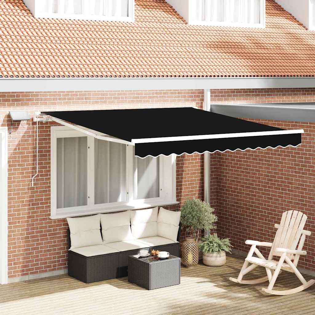 Retractable Awning Manual Black 300 x 250 cm Fabric and Steel
