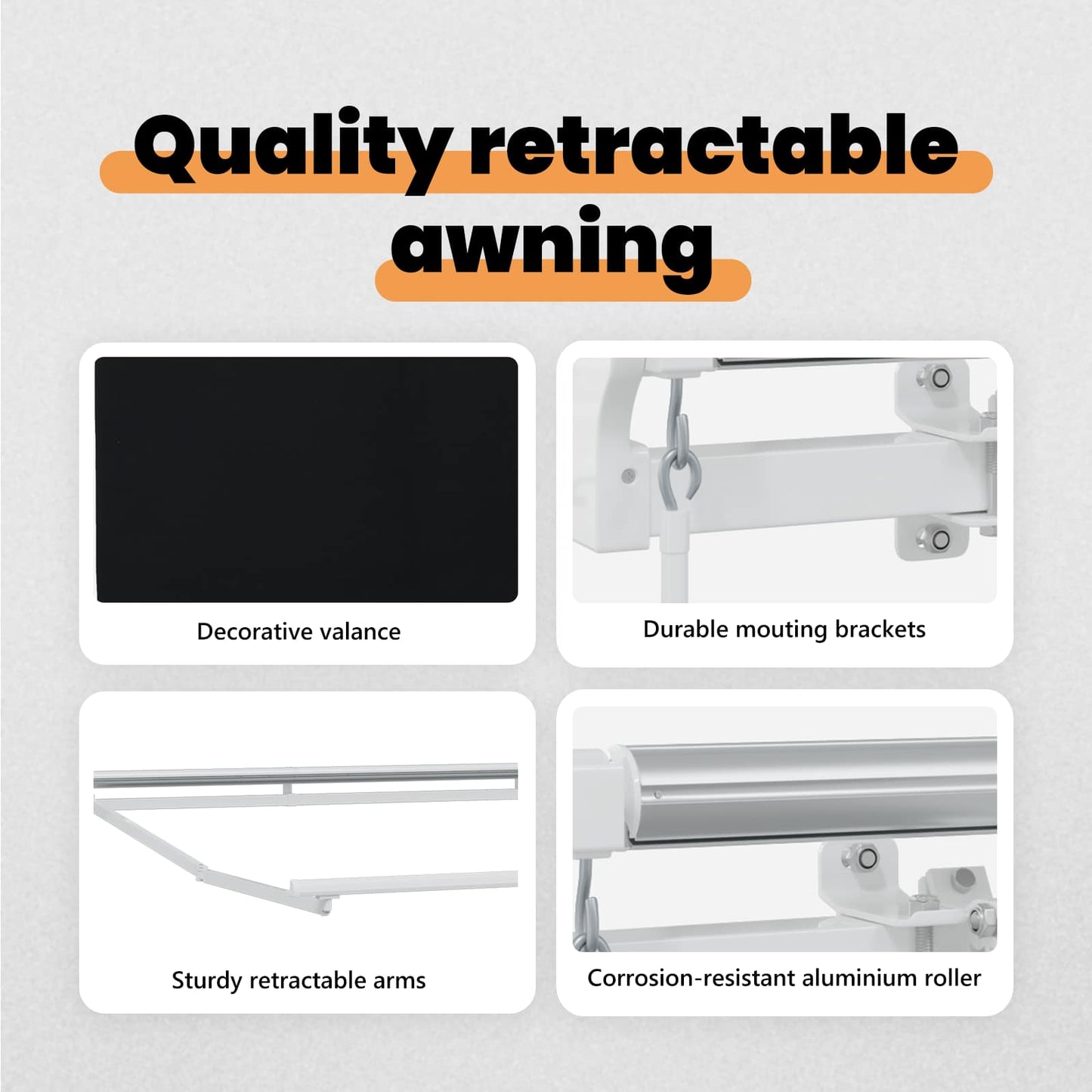 Retractable Awning Black 300 x 250 cm Fabric and Aluminium
