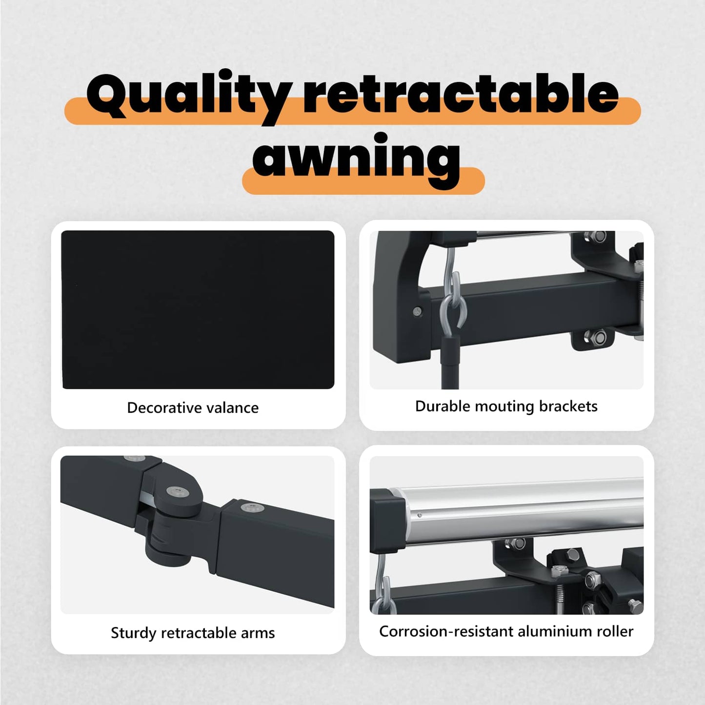 Retractable Awning Black 300 x 250 cm Fabric and Aluminium