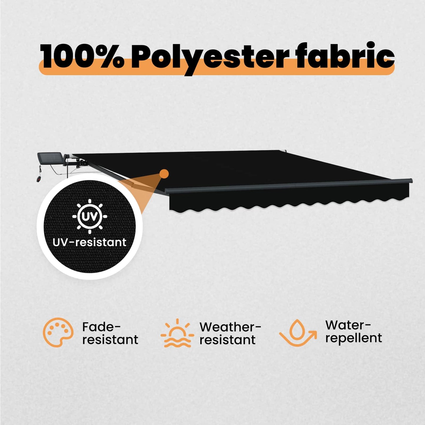 Retractable Awning Black 300 x 250 cm Fabric and Aluminium