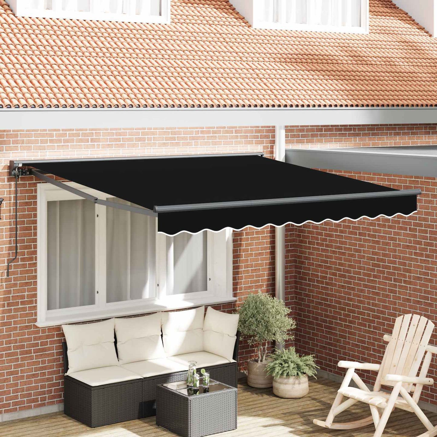Awning Frame Black 300 x 250 cm Polyester with PU coating