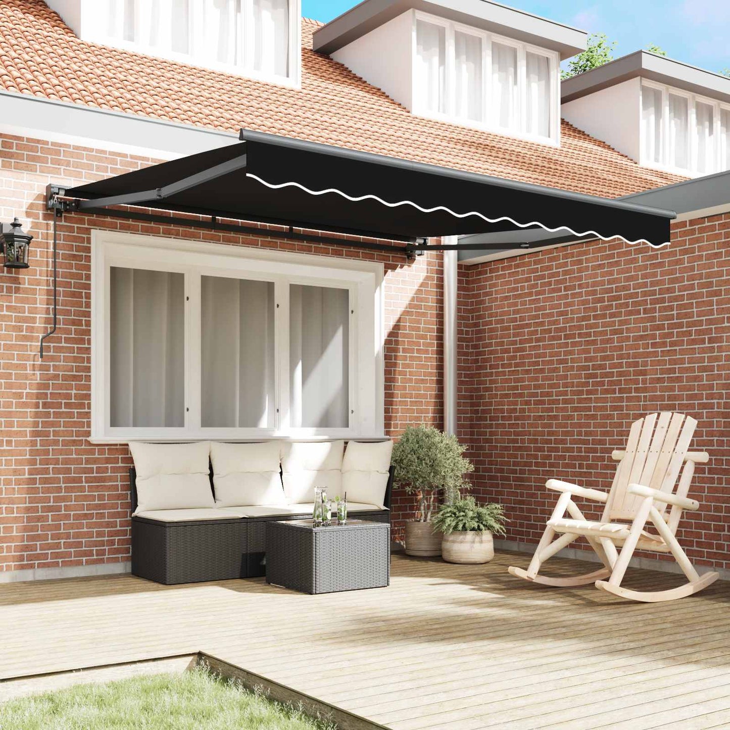 Awning Frame Black 300 x 250 cm Polyester with PU coating