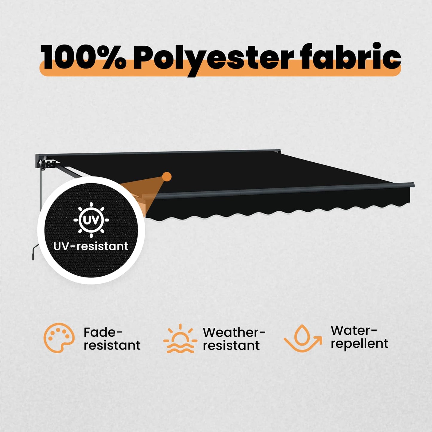 Awning Frame Black 300 x 250 cm Polyester with PU coating