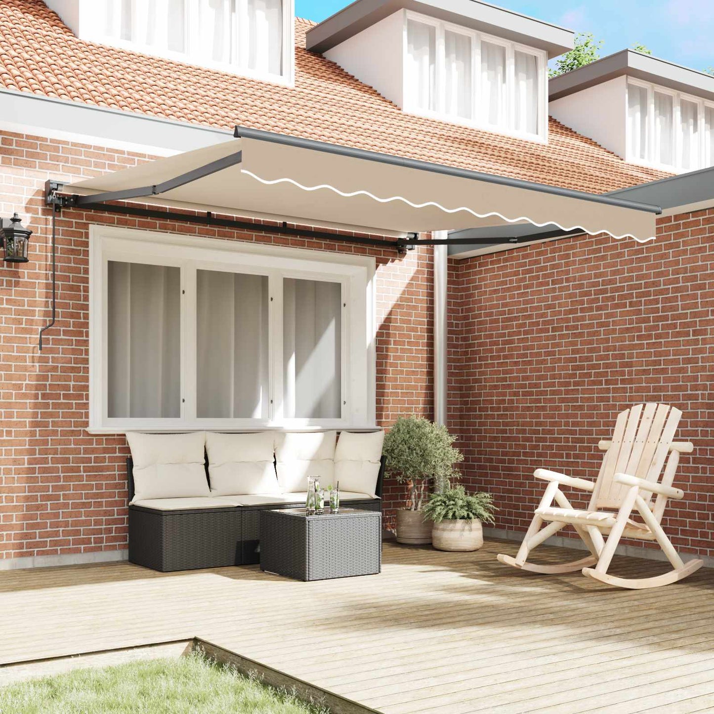 Awning Frame Beige 300 x 250 cm Polyester with PU coating