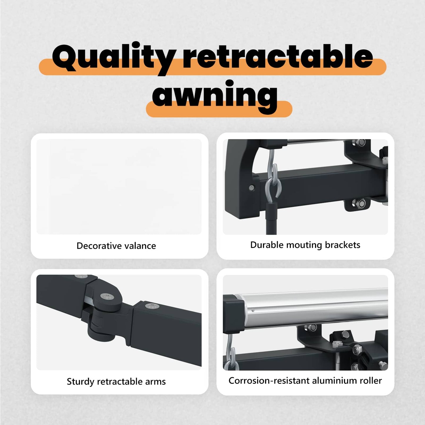 Retractable Awning White 300 x 250 cm Fabric and Aluminium