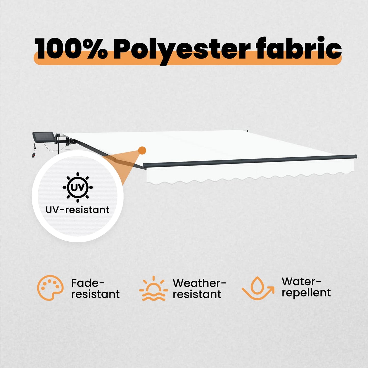 Retractable Awning White 300 x 250 cm Fabric and Aluminium