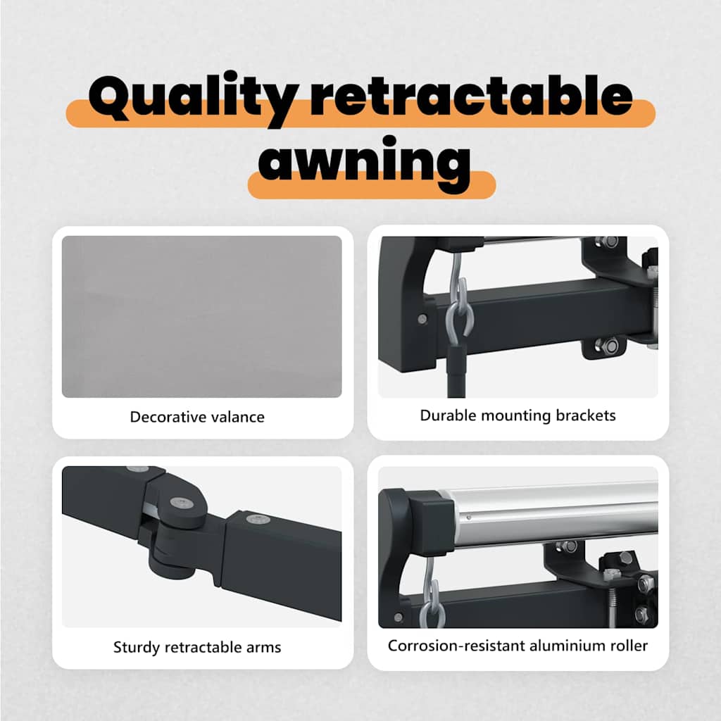 Retractable Awning Light Grey 300 x 250 cm
