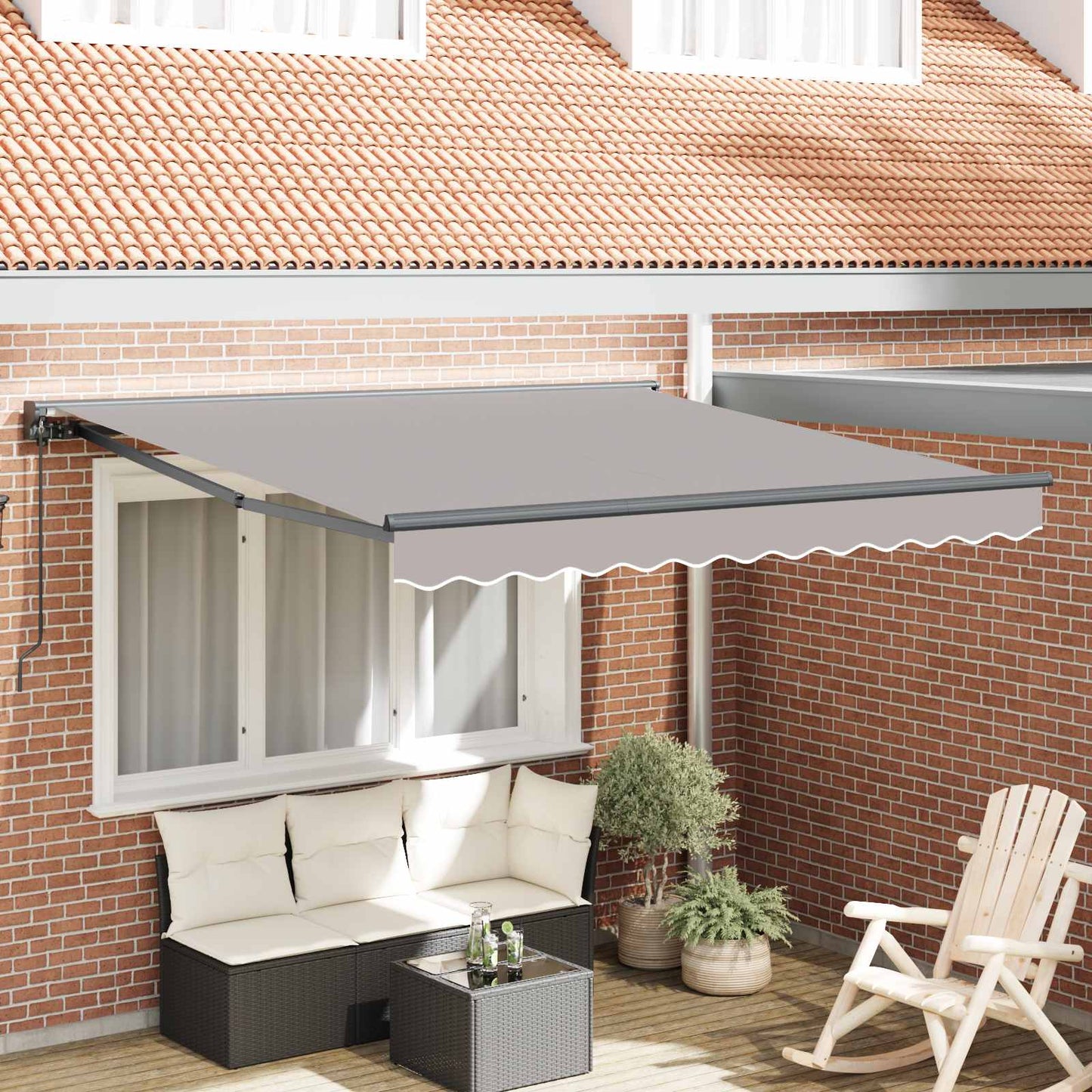 Awning Frame Light Grey 300 x 250 cm Polyester with PU coating
