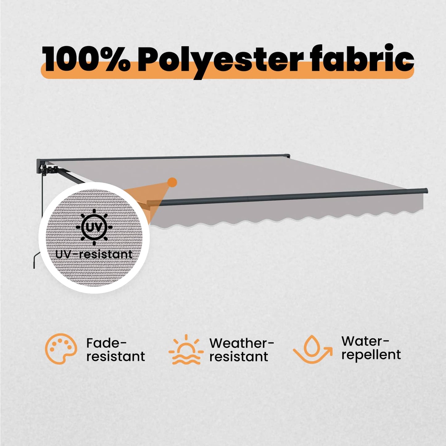 Awning Frame Light Grey 300 x 250 cm Polyester with PU coating