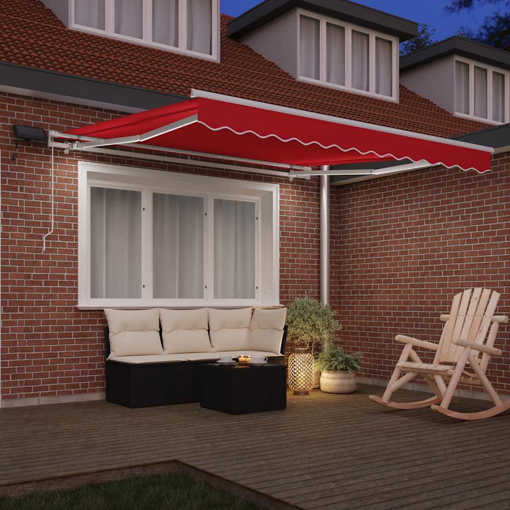 Retractable Awning Manual Red 300 x 250 cm Fabric and Steel