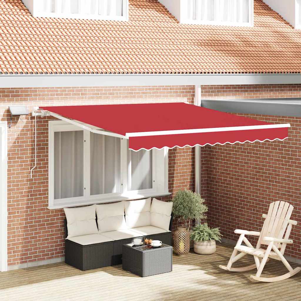 Retractable Awning Manual Red 300 x 250 cm Fabric and Steel