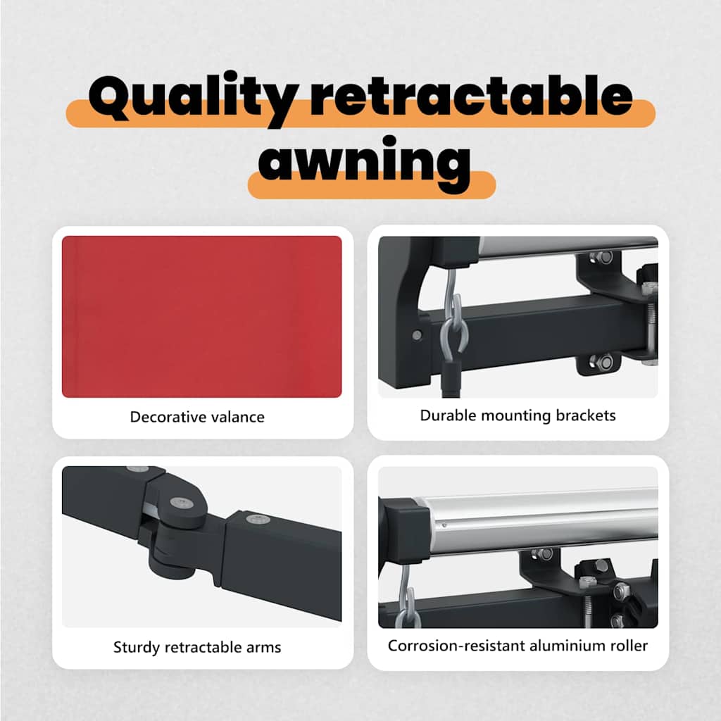 Retractable Awning Red 300 x 250 cm Polyester and Aluminium