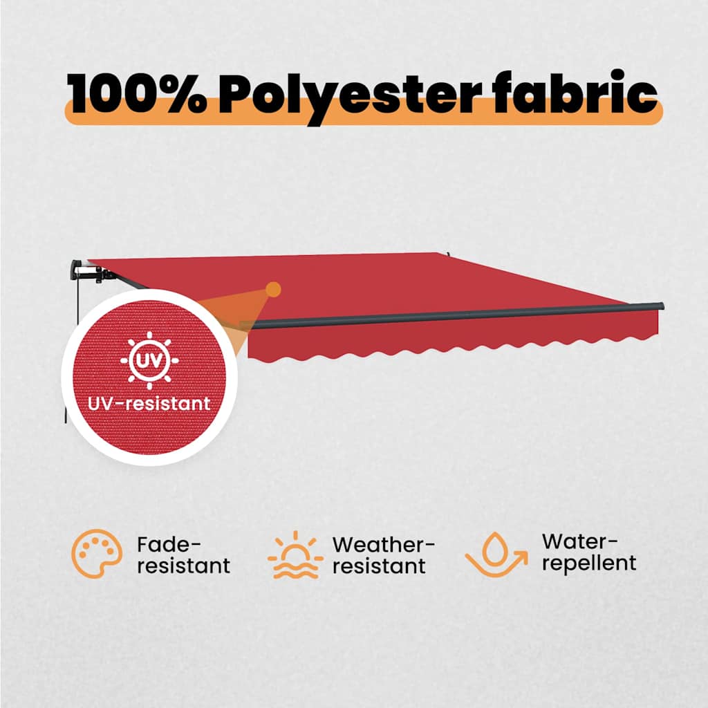 Retractable Awning Red 300 x 250 cm Polyester and Aluminium