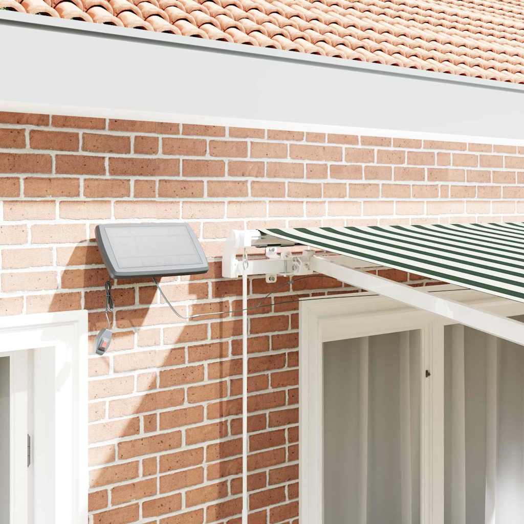 Retractable Awning Manual Green and White 300 x 250 cm
