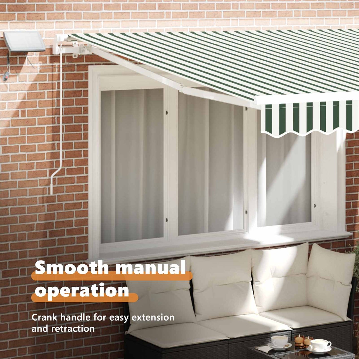 Retractable Awning Green and White 300 x 250 cm