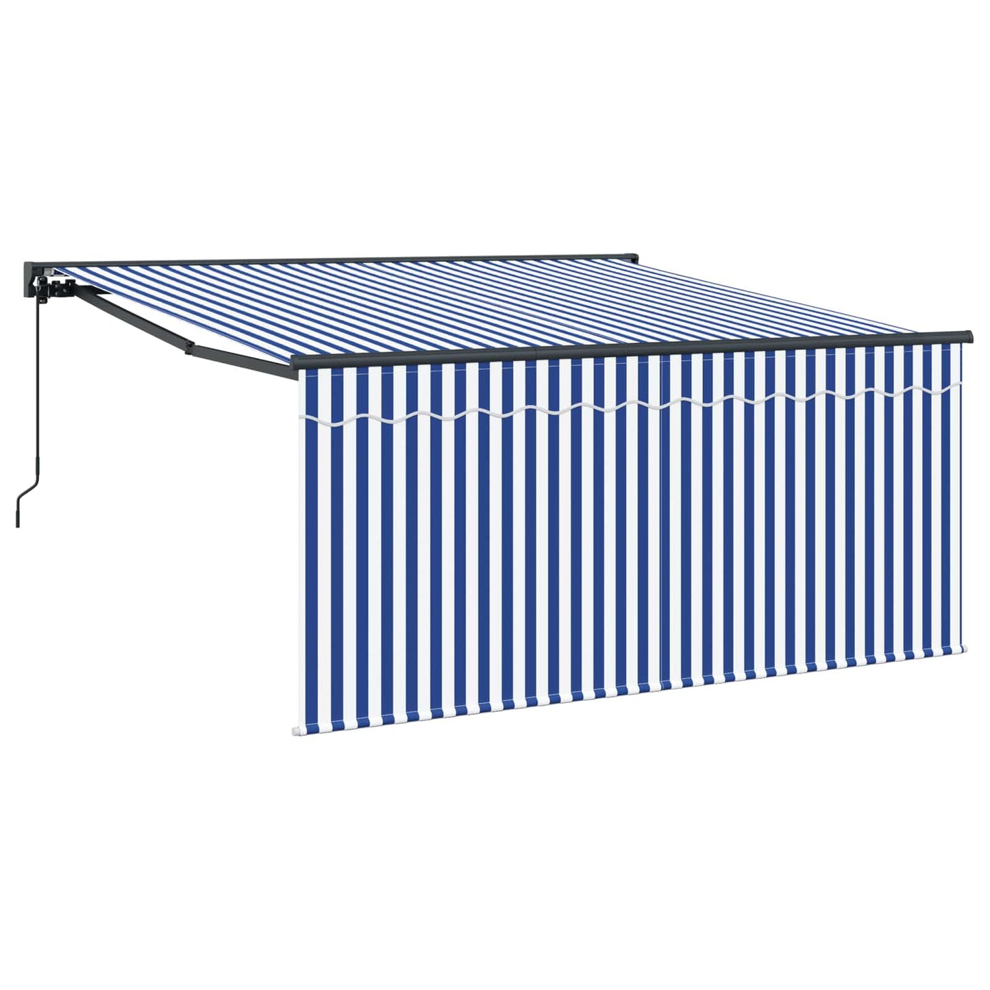 Retractable Awning Manual Blue and White 350 x 250 cm