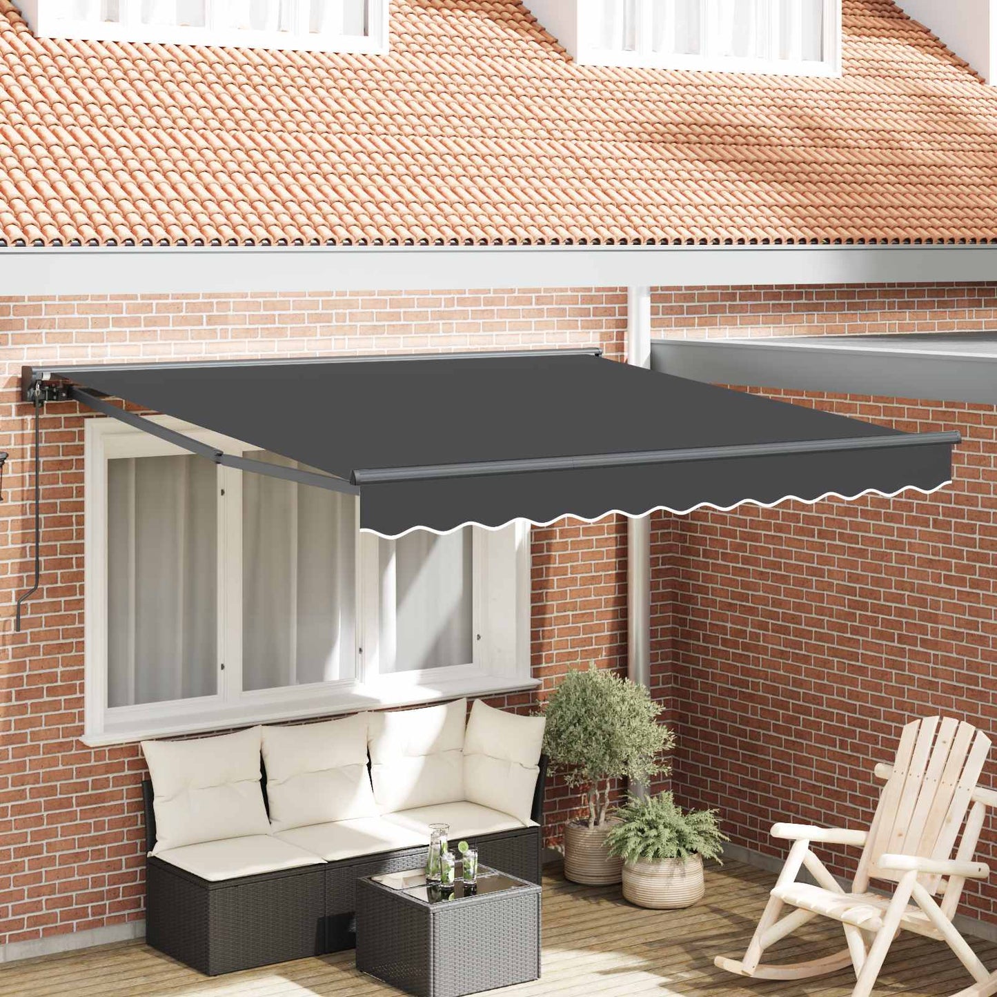 Awning Frame Anthracite 350 x 250 cm Polyester with PU coating