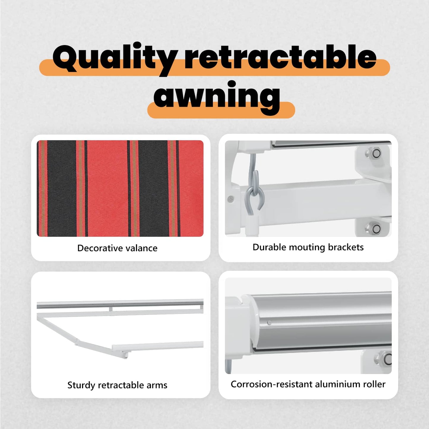 Retractable Awning Red and Black 350 x 250 cm