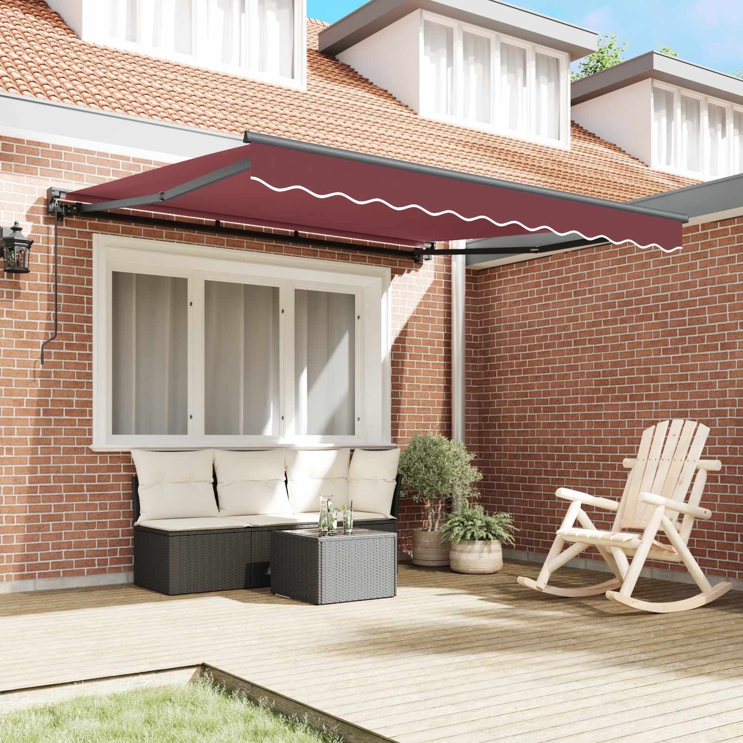 Awning Frame Burgundy 350 x 250 cm Polyester with PU coating