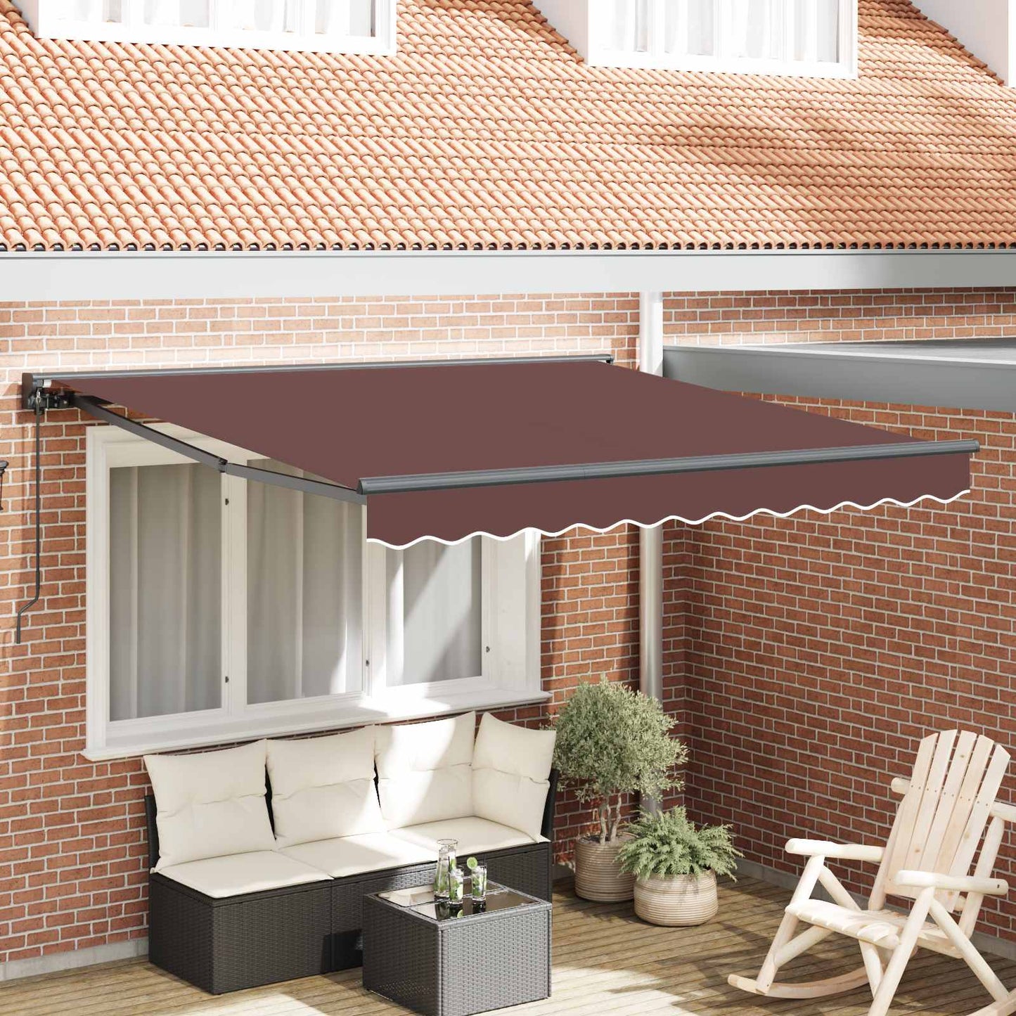 Awning Frame Brown 350 x 250 cm Polyester with PU coating