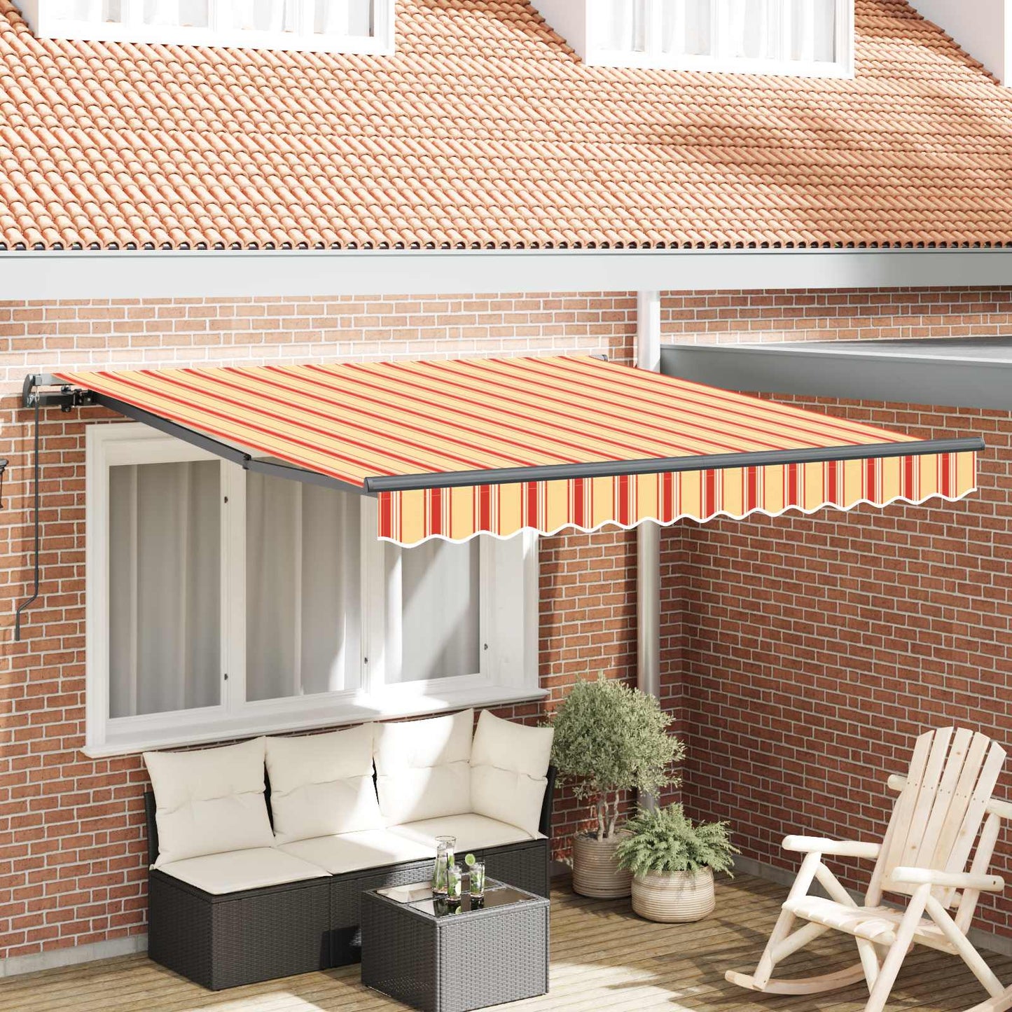 Retractable Awning Manual Yellow and Orange 350 x 250 cm