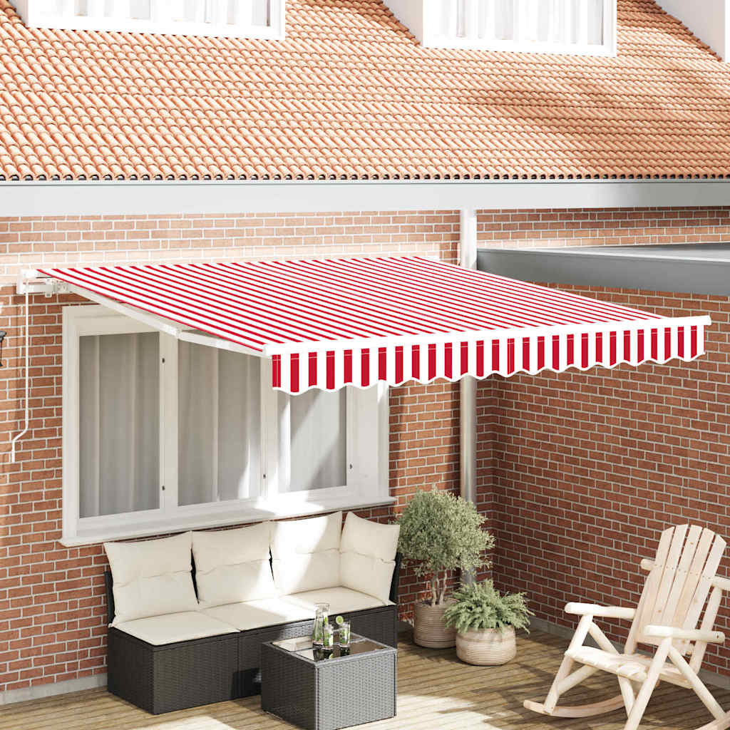Retractable Awning Red 350 x 250 cm Polyester and Aluminium