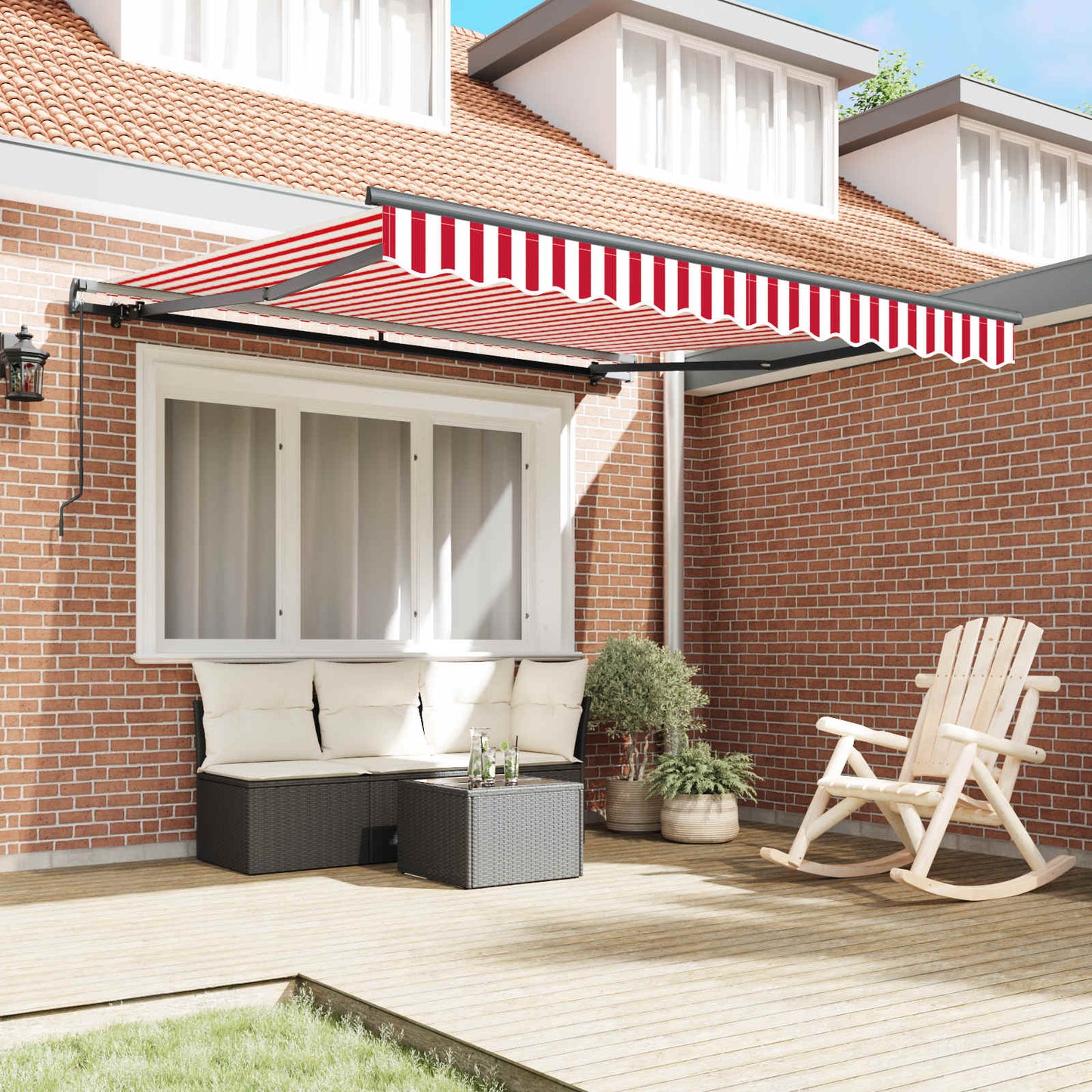 Retractable Awning Red and White 350 x 250 cm