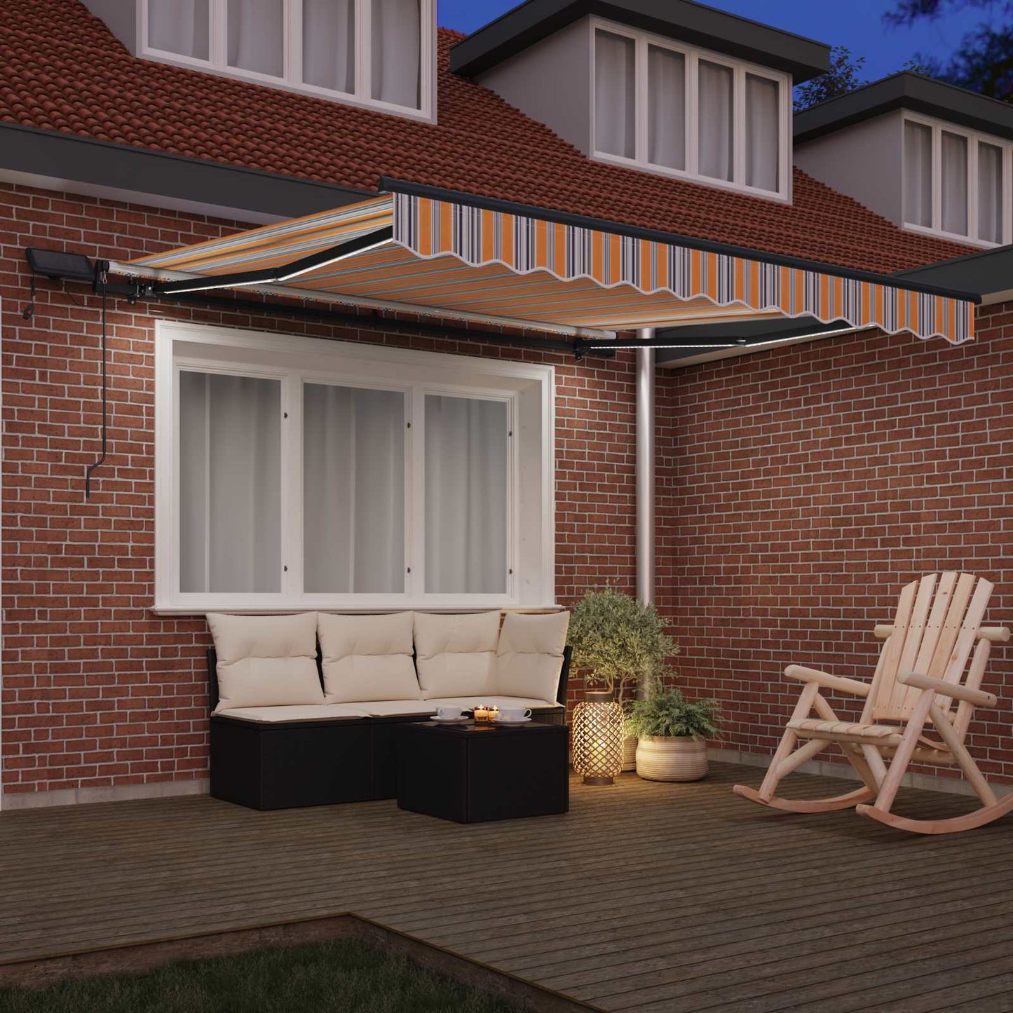 Retractable Awning Multicolour 350 x 250 cm Fabric