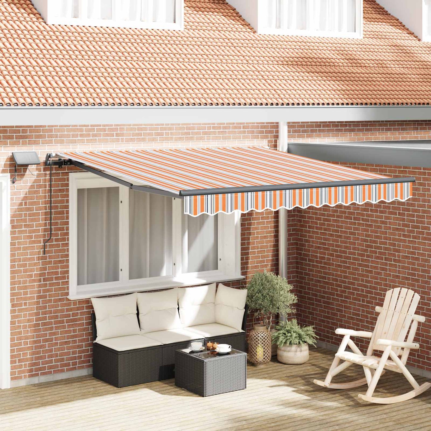 Retractable Awning Multicolour 350 x 250 cm Fabric