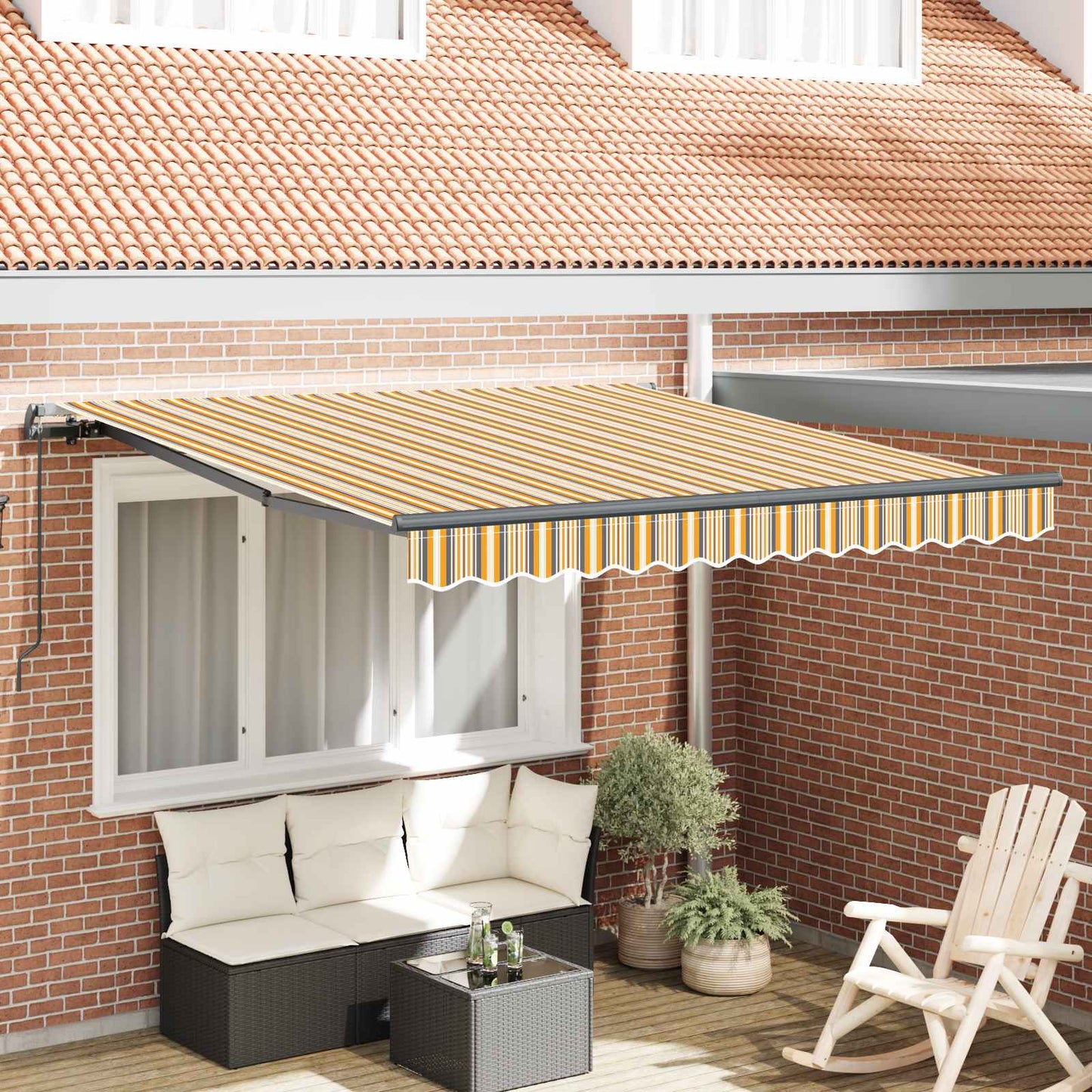 Retractable Awning Multicolour 350 x 250 cm Polyester and Steel