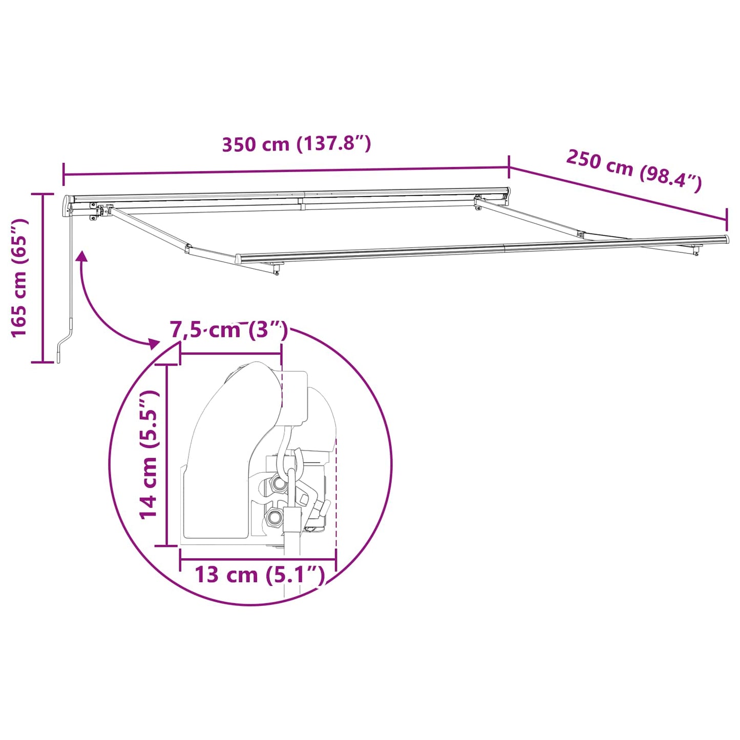 Awning 350 x 250 cm Polyester