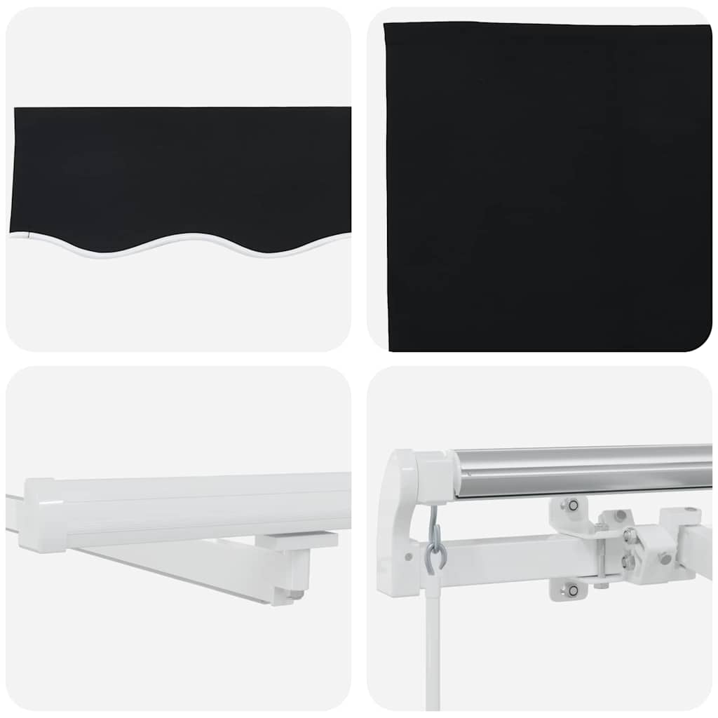 Retractable Awning Black 350 x 250 cm Fabric and Steel