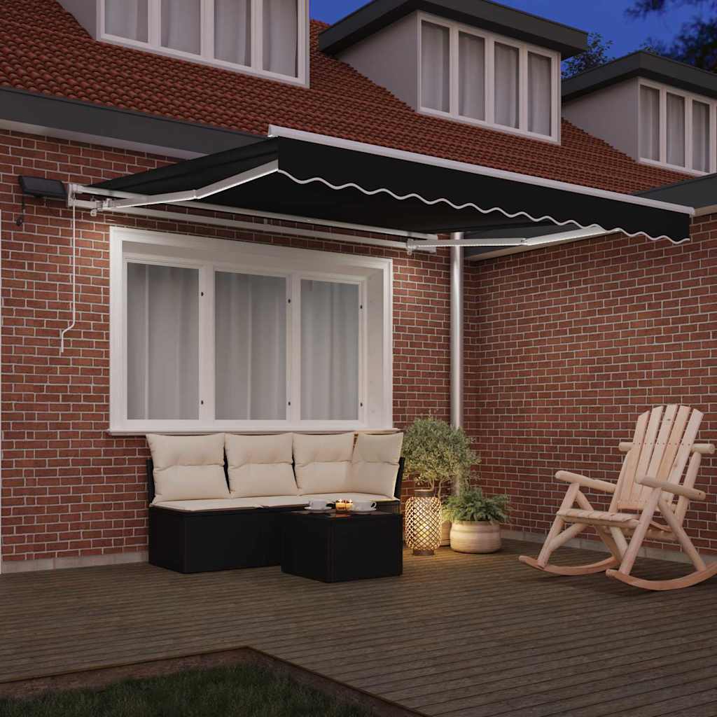 Retractable Awning Black 350 x 250 cm Fabric and Steel
