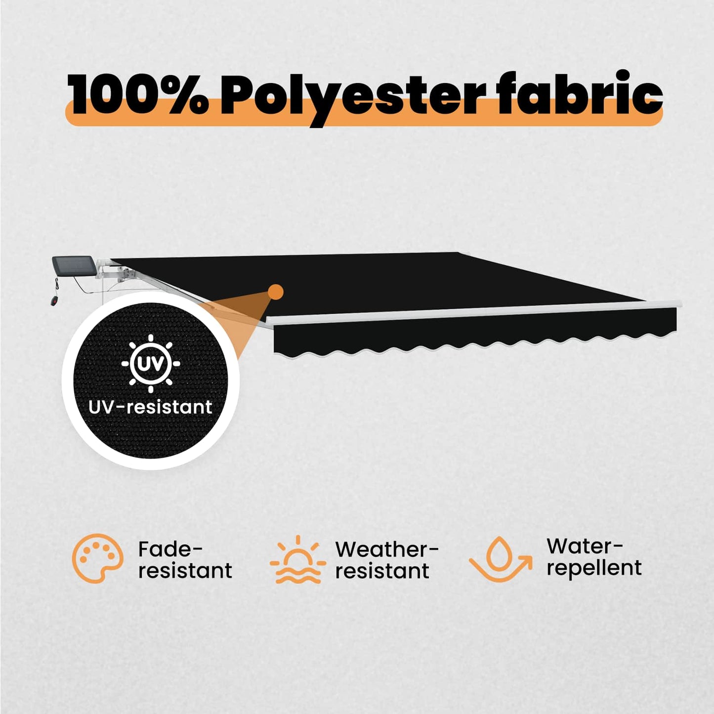 Retractable Awning Black 350 x 250 cm Fabric and Aluminium