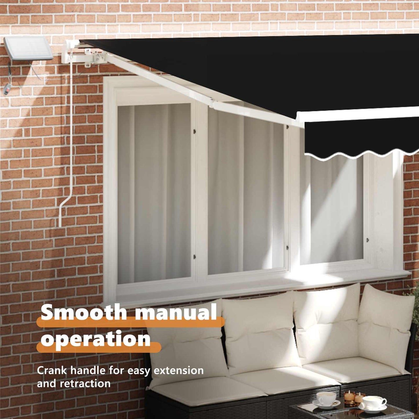 Retractable Awning Black 350 x 250 cm Fabric and Aluminium
